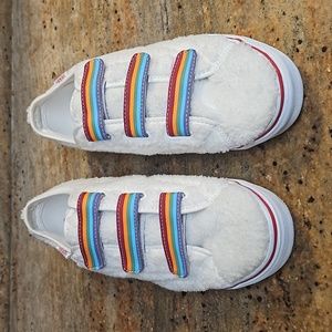 Vans Shoes Girls Faux Fur Vans sz 7 kids Rainbow Velcro